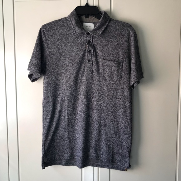 Billy Reid Gray Short Sleeve Polo Shirt Sz M - Picture 2 of 6